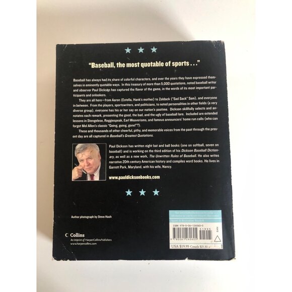 Baseball's Greatest Quotations By Paul Dickson Revised Edition Softcover - Picture 2 of 4